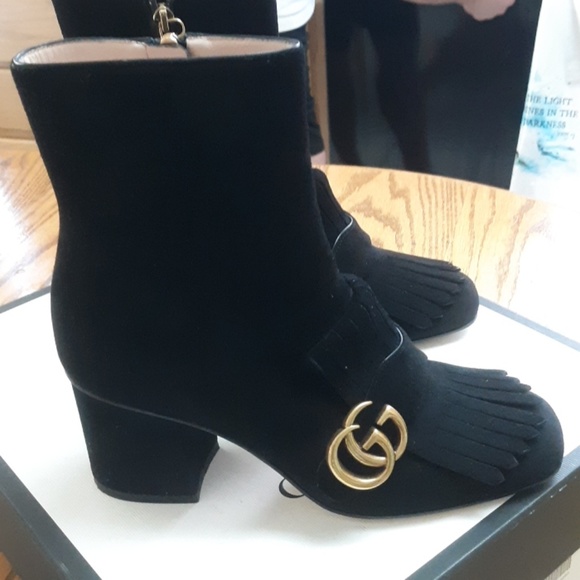 Gucci Black Suede GG Marmont Boot - Picture 1 of 2
